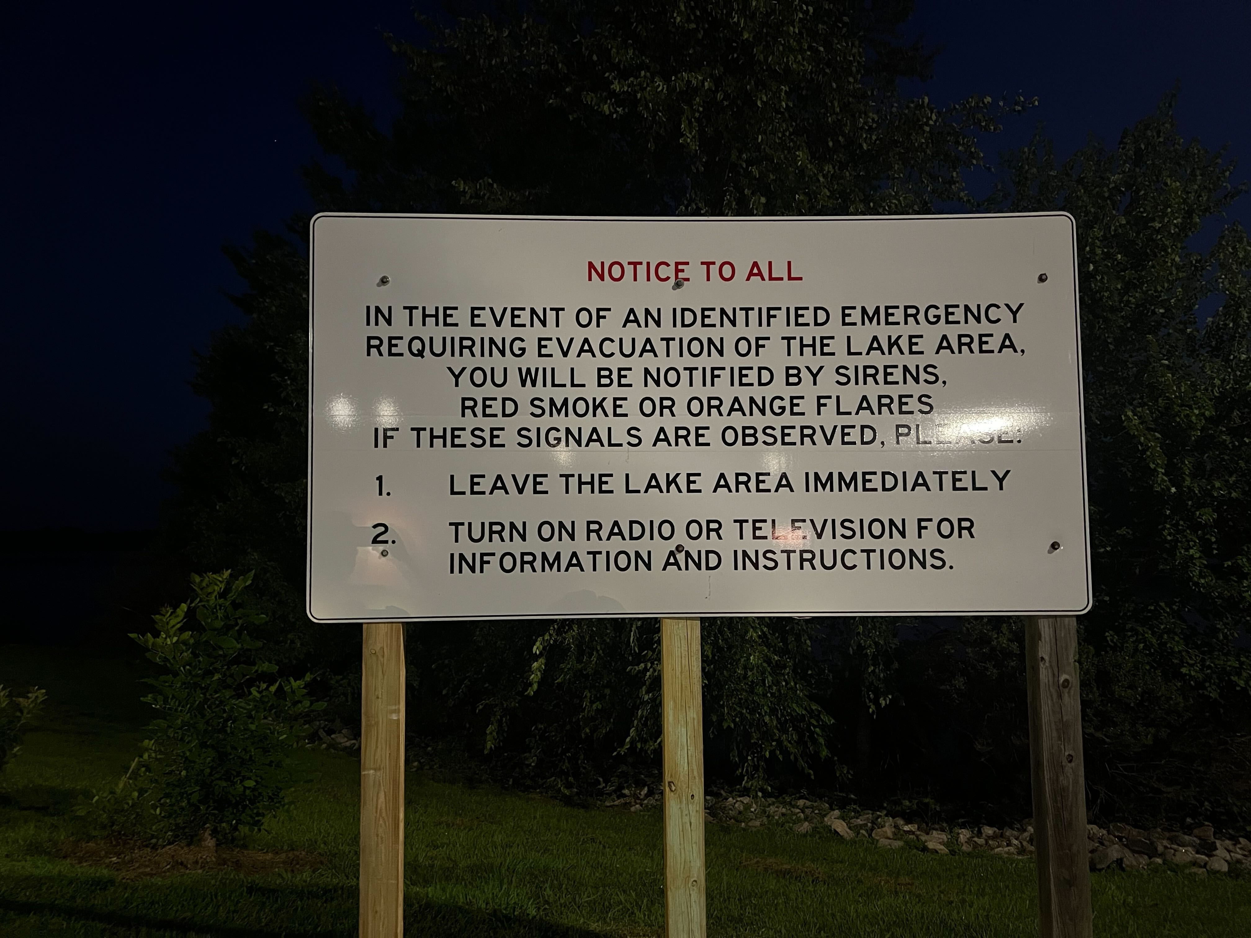 Harris Lake Warning