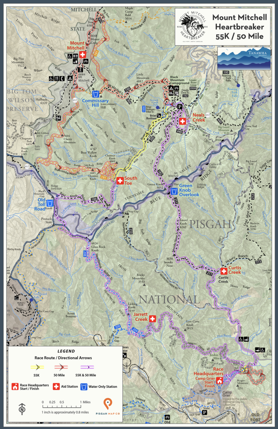 Map of the Mt Mitchell race